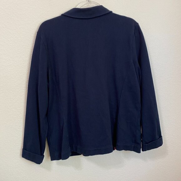 L.L. Bean Cotton 2 Button Blazer Misses Large Regular Navy Blue with Pockets - Picture 5 of 5
